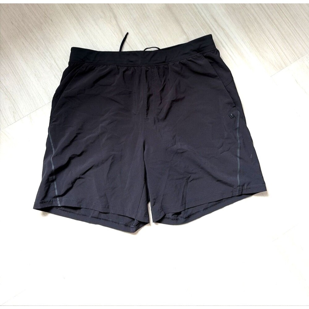 VRST Men's All-In Lined Athletic Shorts Large Black Ombre Zip Pocket 7"